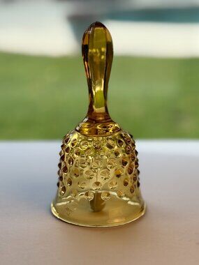 Fenton Art Glass  Amber Gold Hobnail  Bell 6in